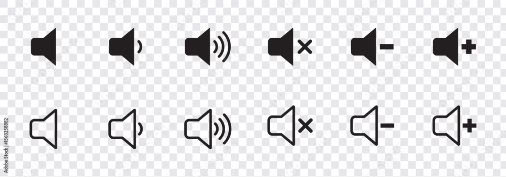 Poster sound on off icons vector in line style . sound volume and mute icon. volume allow and volume prohib