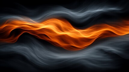 Abstract design with flowing lines of orange and gray.