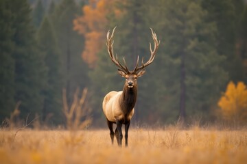 Obraz premium Wild Elk (Wapiti) (Cervus canadensis) during the Autumn rut