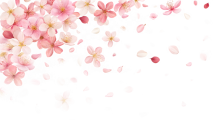 Realistic colorful petals falling on transparent background PNG. AI GENERATED.