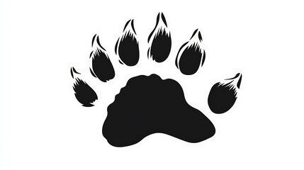 Detailed black and white animal paw print.