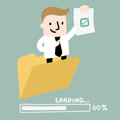 businessman is almost finished reviewing the document files