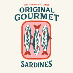Cook fish for lunch seafood design &ndash; sardines canned fish digital painting for t-shirts and posters