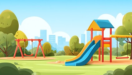 Clipart background with playground and park for kids vector illustration; cartoon
