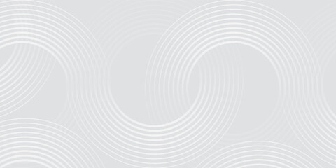 Abstract white glowing geometric lines on gray background. Modern shiny blue circle lines pattern. Futuristic technology concept. Suit for cover, poster,