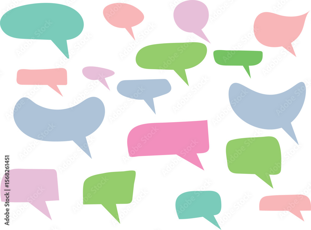Fototapete empty speech bubble collection. white cartoon text box set. set of comment speech bubble on color ba