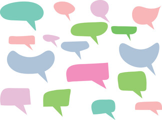 Empty speech bubble collection. White cartoon text box set. Set of comment speech bubble on color  background.