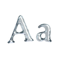 Letter A 3D rendering with crystal material