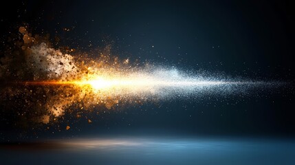 Bright orange and white explosion in the sky. The explosion is surrounded by a blue and white cloud of smoke