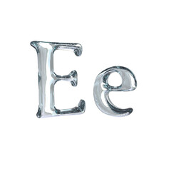 Letter E 3D rendering with crystal material