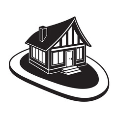 Modern Cottage House Icon Vector Illustration of Residential Real Estate and Architecture
