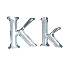 Letter K 3D rendering with crystal material