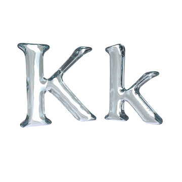 Letter K 3D rendering with crystal material