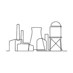 Industrial Factory Line Art Minimal One Line Power Plant & Manufacturing Icon