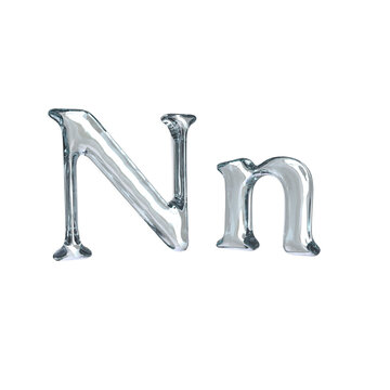 Letter N 3D rendering with crystal material