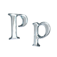 Letter P 3D rendering with crystal material
