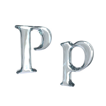 Letter P 3D rendering with crystal material
