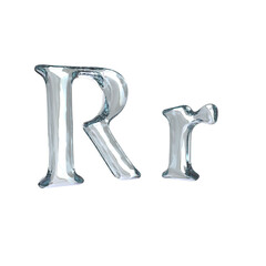 Letter R 3D rendering with crystal material