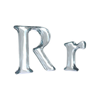 Letter R 3D rendering with crystal material