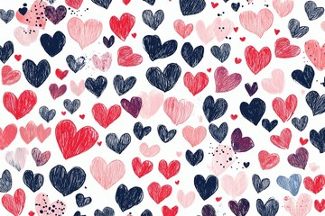 Tiny hand drawn hearts Valentines Day backgrounds set