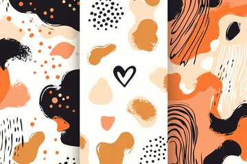 Trendy groovy abstract backgrounds set Liquid
