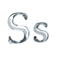 Letter S 3D rendering with crystal material