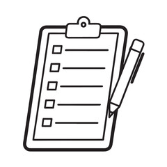 Checklist Icon with Clipboard and Pen Task Planner Outline for Productivity and Organization