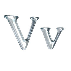 Letter V 3D rendering with crystal material