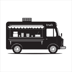 Hand Drawn Sketch Of A Vintage Food Truck With A Canopy 