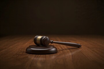 The court hammer is on the table. The concept of the court session.
