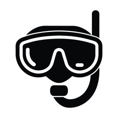Minimalist black snorkeling mask with snorkel icon