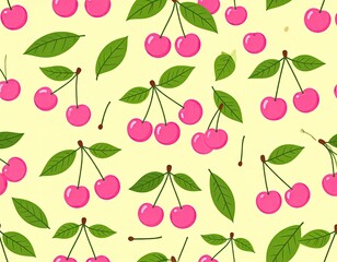 Pink Cherries and Leaves Pattern (8)