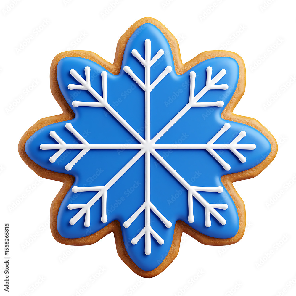 Poster navy blue snowflake cookie floating treat icon with smooth blank surface on transparent background