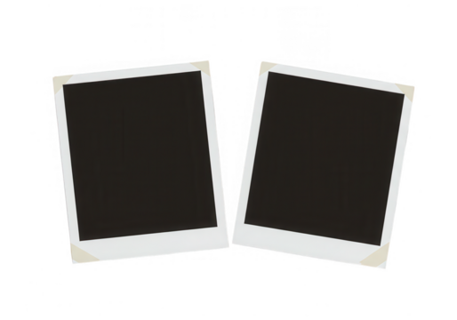 Two blank instant photo frames isolated on transparent background