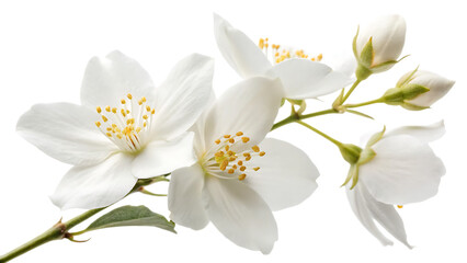 The jasmine flower a beautiful white blossom isolated on a white background PNG. AI GENERATED.