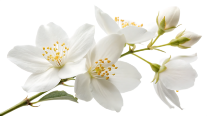 The jasmine flower a beautiful white blossom isolated on a white background PNG. AI GENERATED.
