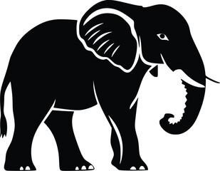 African Elephant Vector Silhouette: Strong, Majestic, Elegant Design
