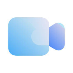 Vector art of a modern blue gradient icon of a video camera, isolated on transparent background