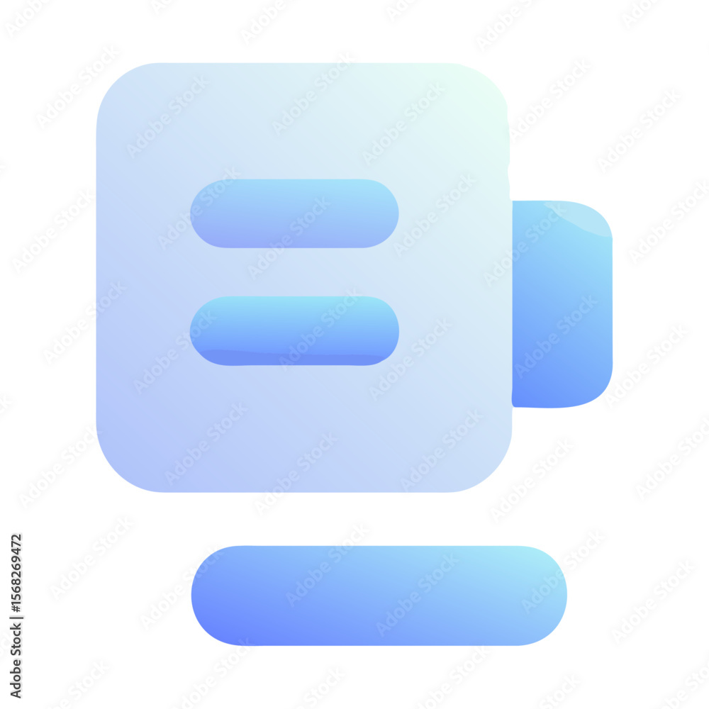 Poster vector art of a blue document icon with text lines and an attached rectangle, isolated on transparen