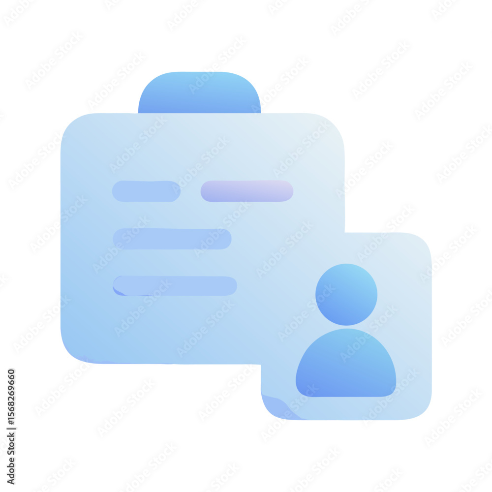 Poster vector art of a document icon with a user profile icon attached, isolated on transparent background
