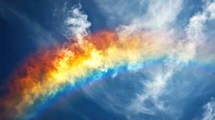 Fototapeta premium Colorful rainbow through dramatic clouds