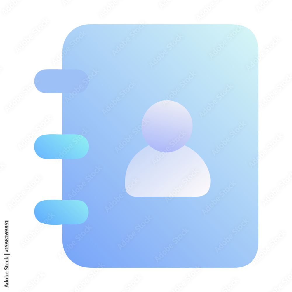 Poster vector art of a blue icon representing an address book or contact list with a user profile symbol, i