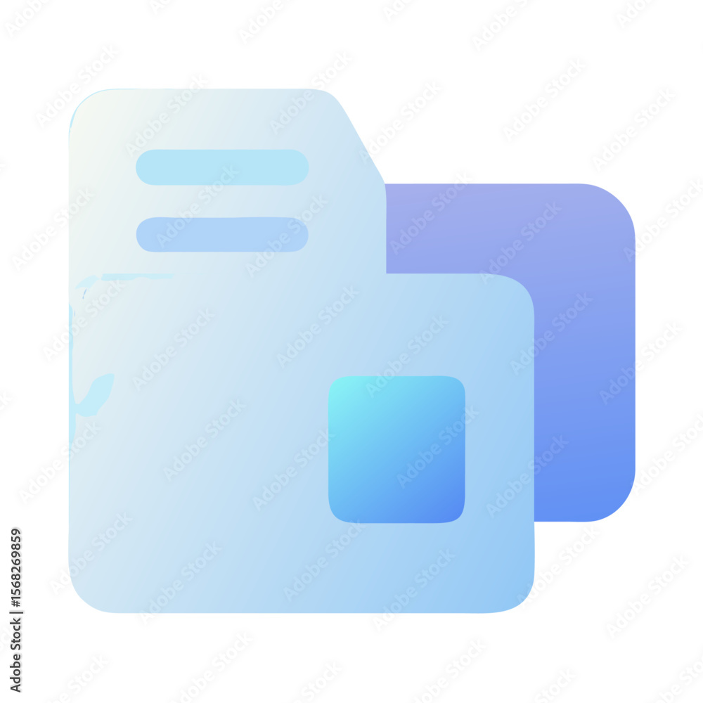 Poster vector art of a blue icon depicting a file or document within a folder, isolated on a white backgrou