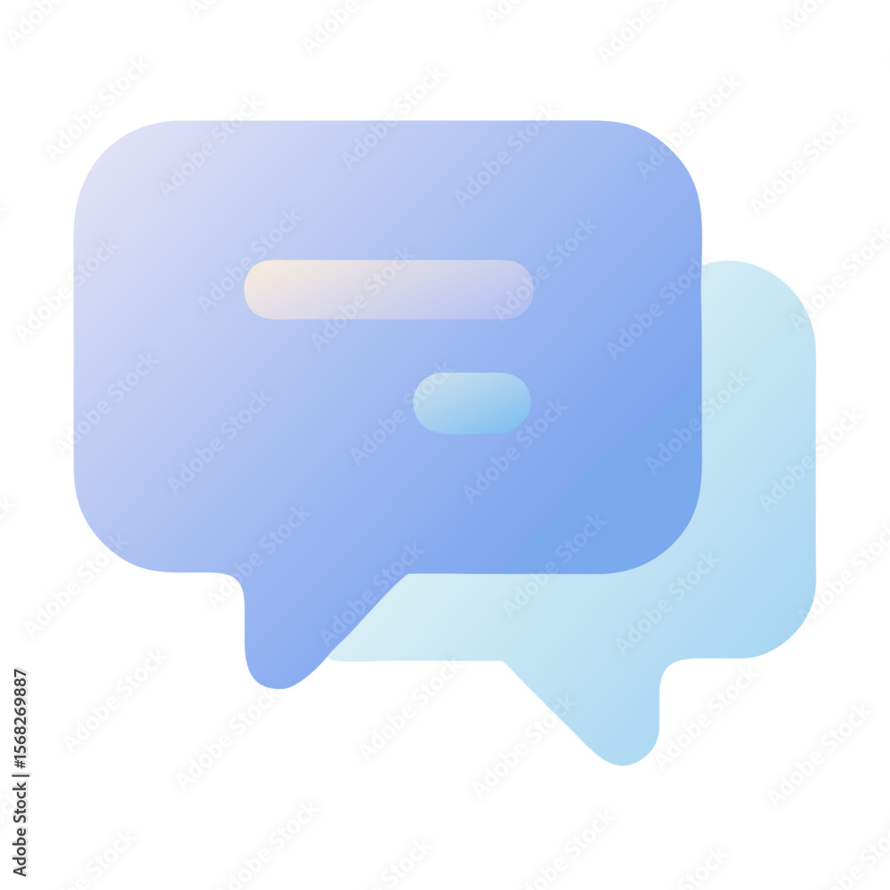 Poster vector art of two blue gradient chat bubbles overlapping each other