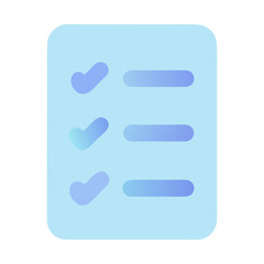 Obraz premium Vector art of a blue gradient document with three checkmarks and lines