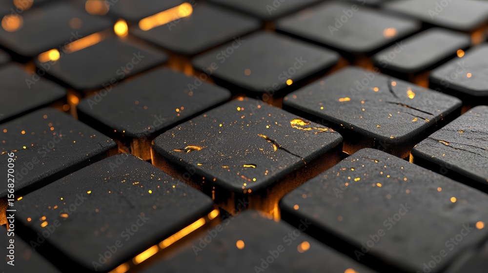 Poster close up of a black square with a yellow border. the square is surrounded by a yellow border and has