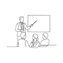 Business Presentation Line Art Corporate Training and Meeting Illustration