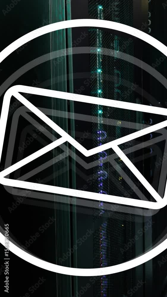 Poster message icon and data processing against computer server room