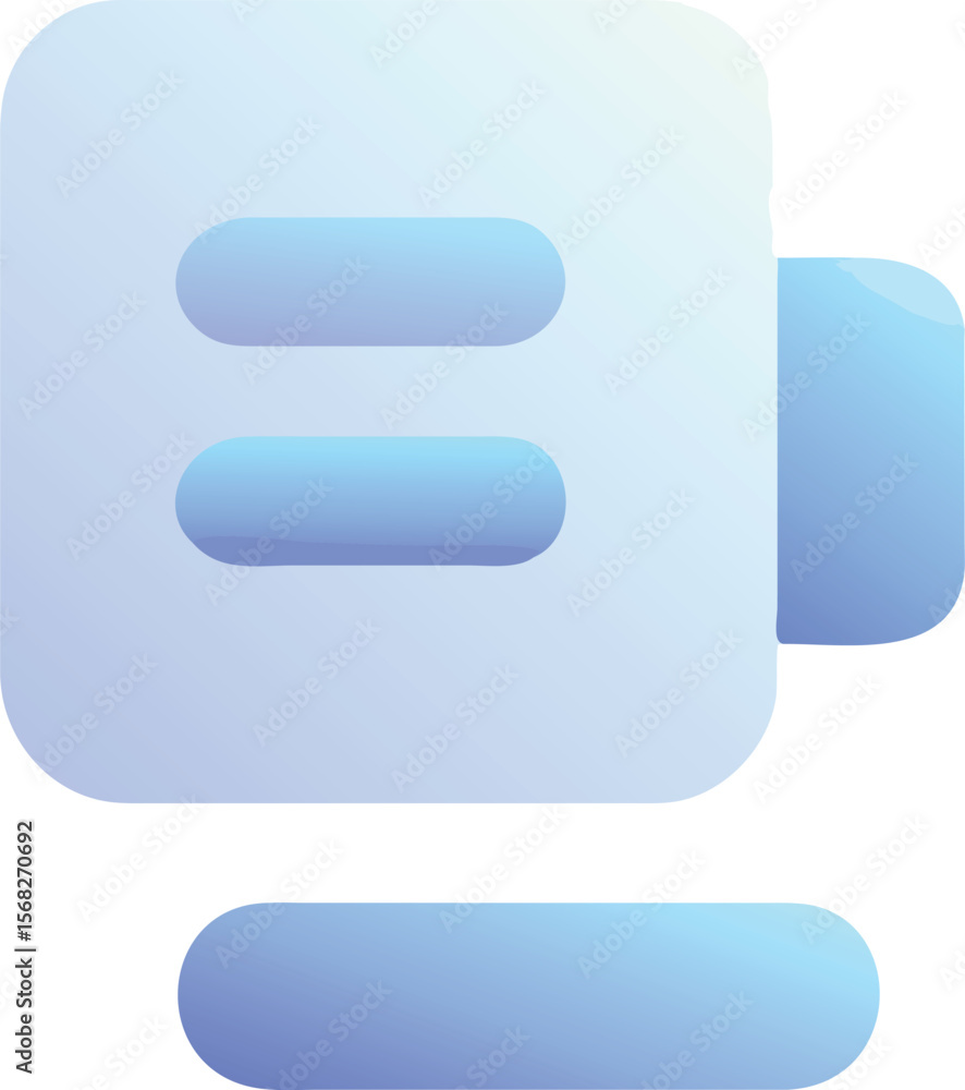 Poster vector art of a blue document icon with text lines and an attached rectangle, isolated on transparen