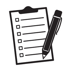 Checklist with Pen Silhouette Icon Task Management and Planning Symbol